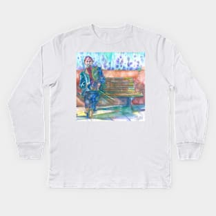 ANTON CHEKHOV sitting on the bench - watercolor portrait Kids Long Sleeve T-Shirt